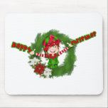 Noël heureux Elf tapis de souris