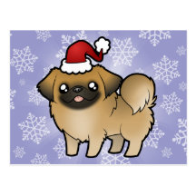 Noël Pekingese (chiot coupé) Cartes Postales