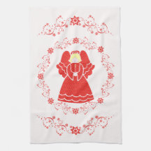Noël rouge d'ange de dentelle linge de cuisine