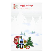 Noël stationnaire T de monogramme Papiers À Lettres