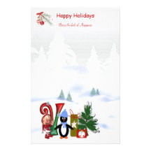 Noël stationnaire V de monogramme Papier À Lettre Customisable