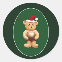 Noël Ted avec le coeur d'or Adhésifs Ronds