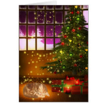 Noël tigré de minou carte de vœux