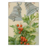 Noël vintage Bells argentées et houx Carte De Vœux