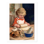 Noël vintage - biscuits de cuisson de fille carte postale