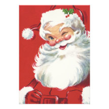 Noël vintage, cligner de l'oeil gai du père noël faire-part personnalisés