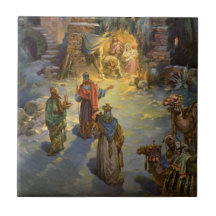 Noël vintage, nativité, Magi de visite Manger Carreaux