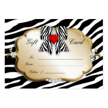 Noir 2 d'or de zèbre de Valentine de chèque-cadeau cartes de visite