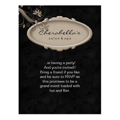 Noir beige d'invitation florale de carte postale d