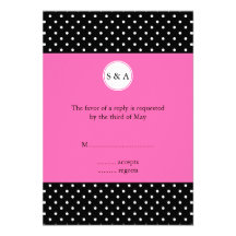 Noir blanc de monogramme, point de polka de roses  faire-part