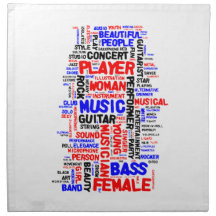 Noir bleu rouge du wordle 1 femelle de bassiste serviette imprimée