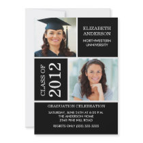 Noir ~Classy et blanc d'invitation d'obtention du 