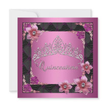 Noir de diadème de rose de fête d'anniversaire de  invitations personnalisables