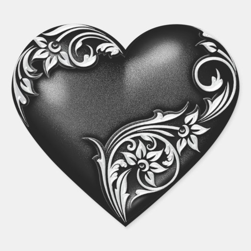Noir de rouleau de coeur autocollants