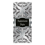 Noir débonnaire de damassé, blanc, argent modèle de double carte