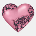 Noir du rose W de rouleau de coeur Autocollant
