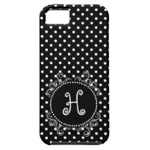 Noir et blanc modernes de Pollkadots de monogramme Coque Case-Mate iPhone 5