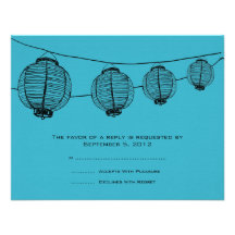 Noir et lanternes de turquoise épousant RSVP Faire-parts
