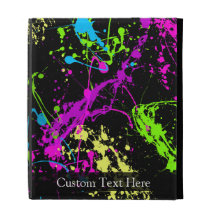 Noir personnalisé/éclaboussure au néon coque folio iPad