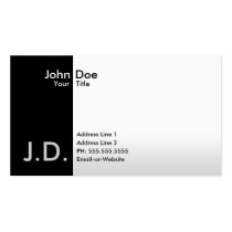 noir professionnel/blanc (décoré d'un monogramme) cartes de visite