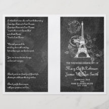 Noir romantique de Paris de programme de mariage Tract