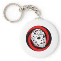 noir rouge de masque de gardien de but d'hockey porte-clé