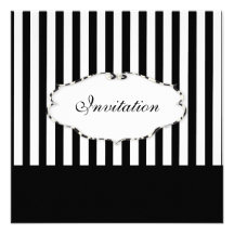 Noir simple de rayures de PixDezines + blanc/cadre Invitation