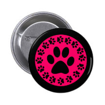 Noir sur les empreintes de pattes roses pin's
