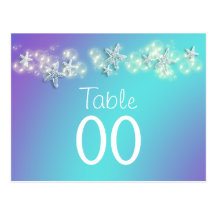 Nombre pourpre bleu de table d'étoiles de mer de p cartes postales