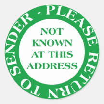 Non connu à cette adresse - vert autocollants