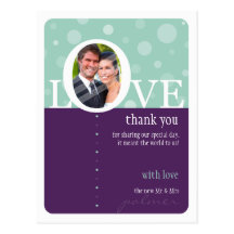 NOTE DE MERCI DE MARIAGE : : LOVEbubbles 6 Cartes Postales