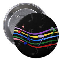 Notes de musique colorées par arc-en-ciel badges