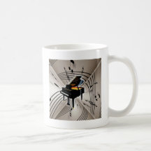 Notes et personnel de piano mugs à café