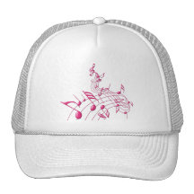 NOTES ROSES DE MUSIQUE CASQUETTES