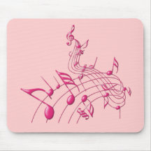 NOTES ROSES DE MUSIQUE TAPIS DE SOURIS