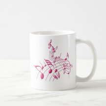 NOTES ROSES DE MUSIQUE TASSE