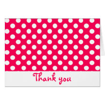Notes roses et blanches de Merci de point de polka Cartes De Vœux