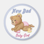 Nounours de rampement - nouveau papa de fille - pe aimant pour réfrigérateur