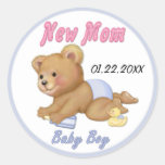 Nounours de rampement - nouvelle maman de garçon autocollants