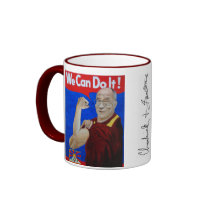 Nous pouvons le faire - Dalai Lama et tasse d'Aung