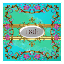 Nouveau cadre turquoise bleu de fleur de fête d'an invitations