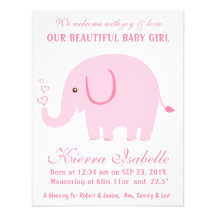 Nouveau faire-part de naissance de bébé d'éléphant