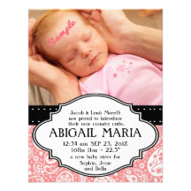 Nouveau faire-part de naissance rose de bébé de Pa