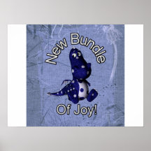 Nouveau paquet de joie avec l'arrière - plan bleu  affiches