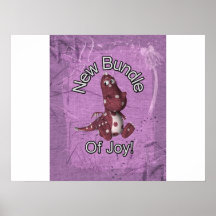 Nouveau paquet de joie ! Pourpre arrière, dinosaur Posters