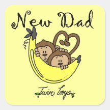 Nouveaux cadeaux de papa de singes jumeaux de garç autocollants