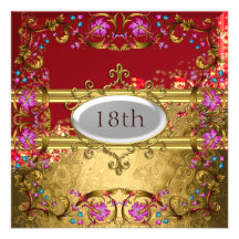 Nouvelle vue rouge de fleur de fête d'anniversaire invitations