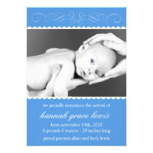 Nouvelles annonces de bébé de Flourish (bleu royal Faire-part