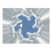 Nuage de côté positif avec la colombe de vol cartes postales