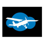 Nuage et avion bleus d'aviation carte postale